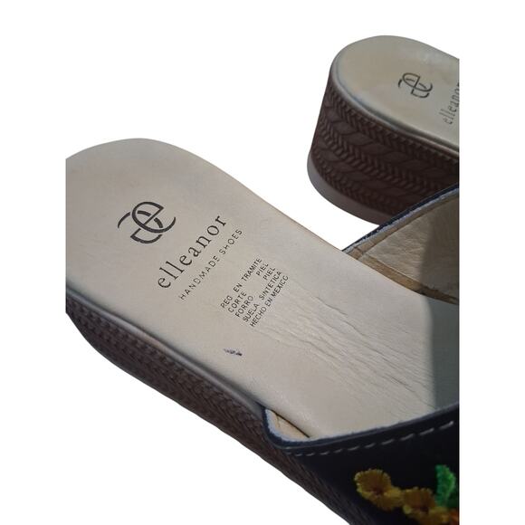 Elleanor Embroidered Whimsy Leather Platform Sandals Women's size 9½ Handmade - Picture 4 of 11